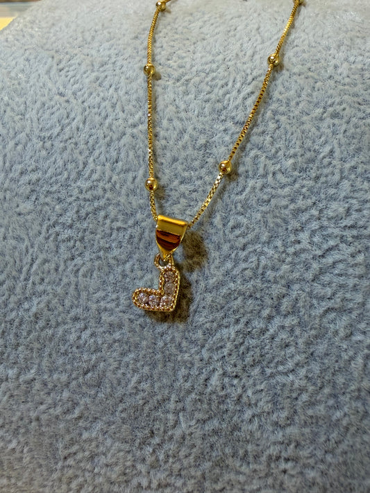 Cadena balín - Dije corazón cristal
